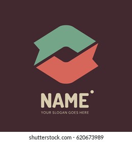 Two flags. Vector concept icon. Flat design logotype. Web graphic element.