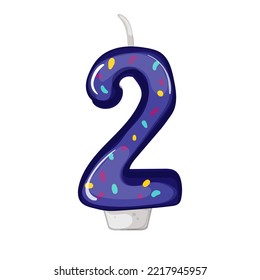 two flame birthday number candle cartoon. two flame birthday number candle sign. isolated symbol vector illustration