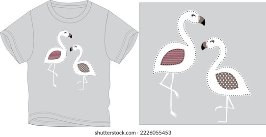 TWO FLAMINGO STANDING t shirt graphic design vector illustration \