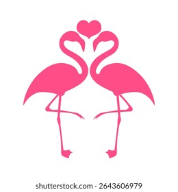 Two flamingos with heart shape, vector illustration.