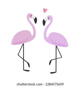 Two flamingos in love. Vector illustration.