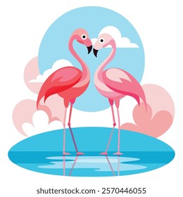 two flamingos in the water