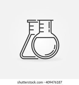 Two flasks icon - vector chemistry symbol in thin line style. Laboratory glass sign or logo element