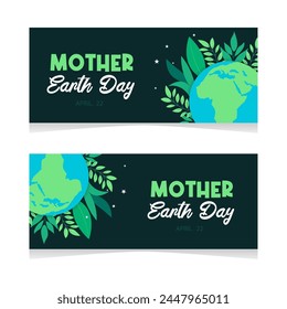 two flat banner mother earth day