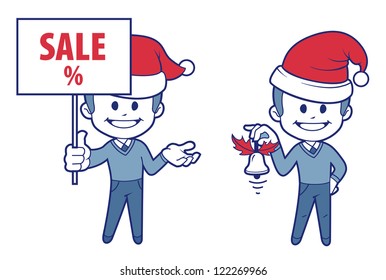 Two flat Christmas flat characters  for business and finance