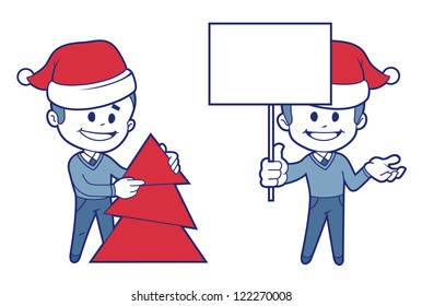 Two flat Christmas characters  for business and finance