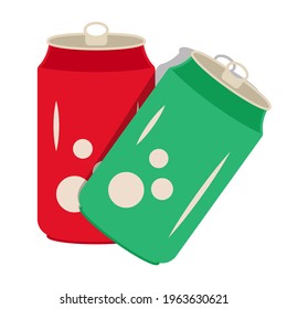 Two flat color icon a soda can or drinks cold can for apps and websites