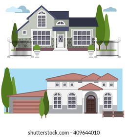 Two flat colorful houses.