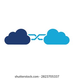 Two flat dark clouds connected by a simple chain link icon