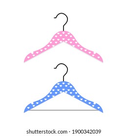 Two flat design hanger icons in pink and blue with white background