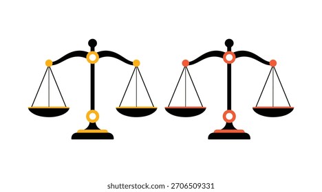 Dos escalas planas de diseño de iconos de justicia