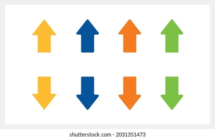 two flat up and down blue and green arrow modern style vector icon or symbol