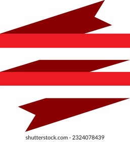 Two flat Indonesian red and white flag ribbons
