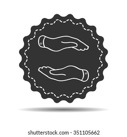 two flat linear caring hands icon - protecting vector illustration