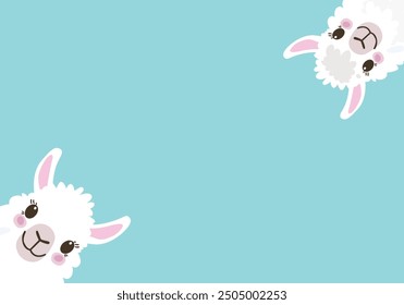 Two Flat Llamas on Blue Background