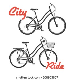 Two flat looking city bicycles in gray colors