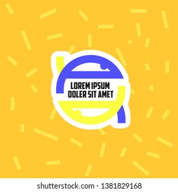 Two flat and modern little fish icon symbol and illustration. Use two color, blue and yellow combination with line background pattern