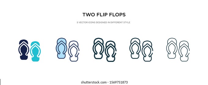 two flip flops icon in different style vector illustration. two colored and black two flip flops vector icons designed in filled, outline, line and stroke style can be used for web, mobile, ui