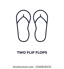 two flip flops outline icon. Linear vector from beauty concept. Thin line two flip flops icon isolated on white background