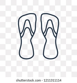 Two Flip Flops vector outline icon isolated on transparent background, high quality linear Two Flip Flops transparency concept can be used web and mobile