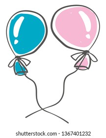 Two floating balloons vector or color illustration