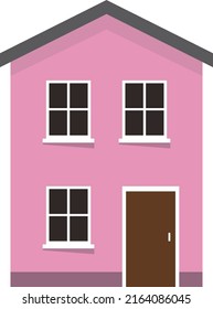 Two floor flat color house, vector illustration