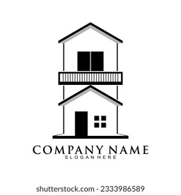 Two floor house illustration vector logo