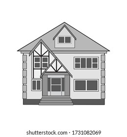 Two floor house on a white background. Vector illustration