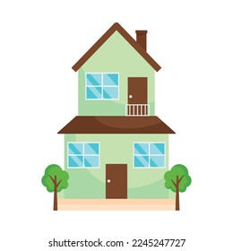 two floors house on white background