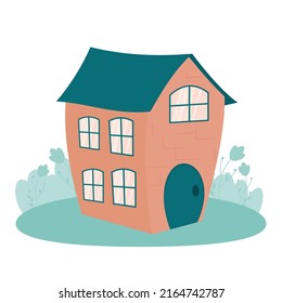 two floors house vector illustration