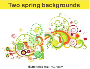 Two floral abstract spring backgrounds