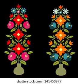 Two floral bouquets in vases