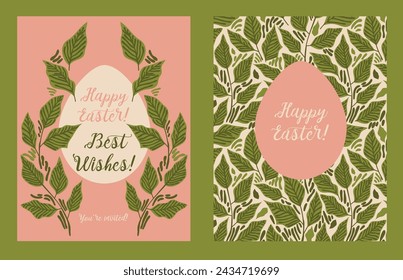 Dos tarjetas florales para la feliz pascua, ilustración vectorial