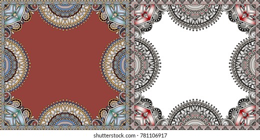 two floral frame design, ornate flower pattern vector illustration