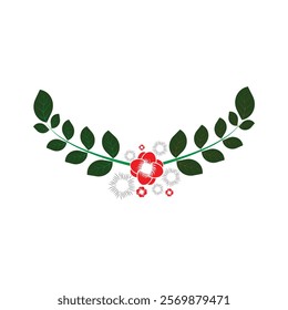 two floral leaf set with some flowers on ornament set vector illustration withe background 