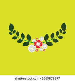 two floral lip set with some flowers on ornament set vector illustration on yellow color background