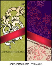 two floral vector cards in a vintage style