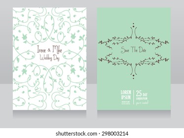two floral wedding cards, beautiful design, vector illustration