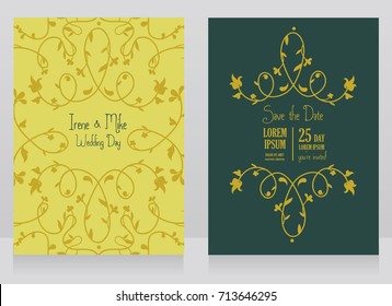 Two floral wedding cards, beautiful design, vector illustration