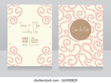 two floral wedding cards, vector illustration