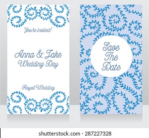 two floral wedding cards, vector illustration