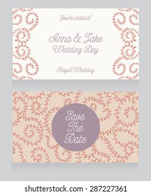 two floral wedding cards, vector illustration