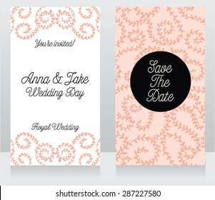 two floral wedding cards, vector illustration
