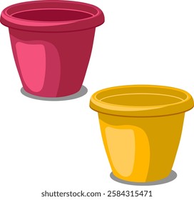 two flower pots for indoor plants without background