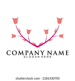 Two flower stalks vector logo