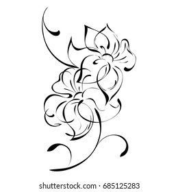 Two Flowers Black Lines On White Stock Vector (Royalty Free) 685125283 ...