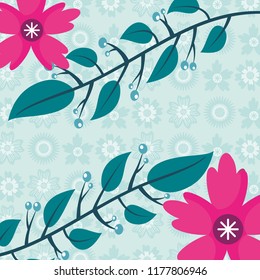 two flowers branches leaves botanical floral