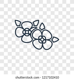 Two Flowers concept vector linear icon isolated on transparent background, Two Flowers concept transparency concept in outline style