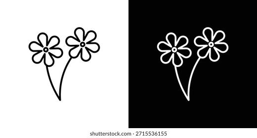 Icono de dos flores en diseño de línea. Iconos de trazo editables.