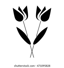 Two flowers icon in simple style on a white background